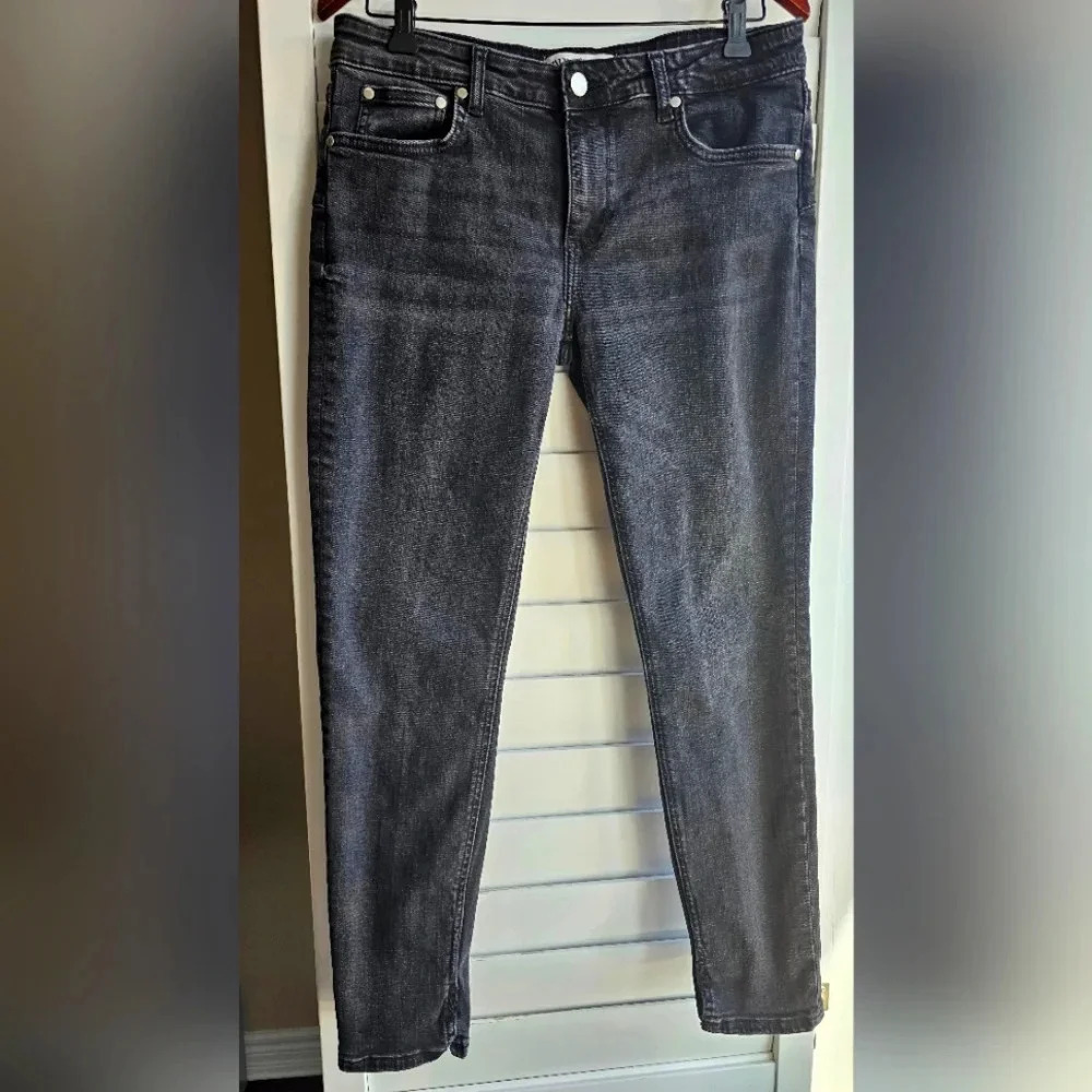 ZARA Skinny Black  Grey Jeans Denim Stretching Slits size 10